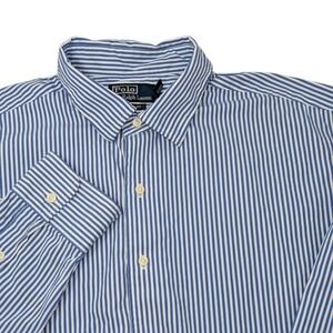 Polo Ralph Lauren Men's XXL Blue White Striped Button Down Shirt Classic Fit